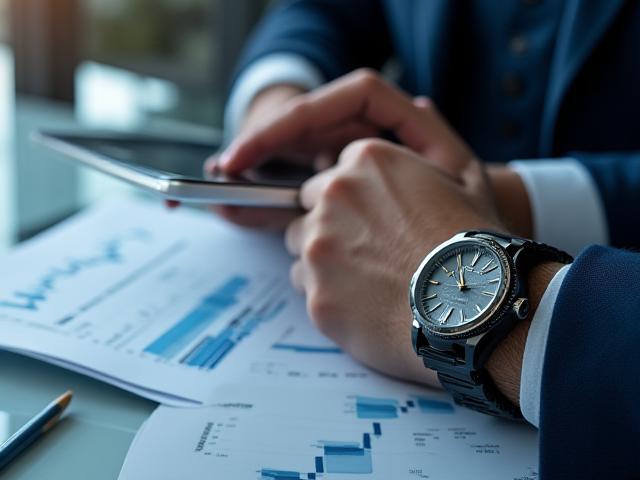 Professional man reviewing financial reports